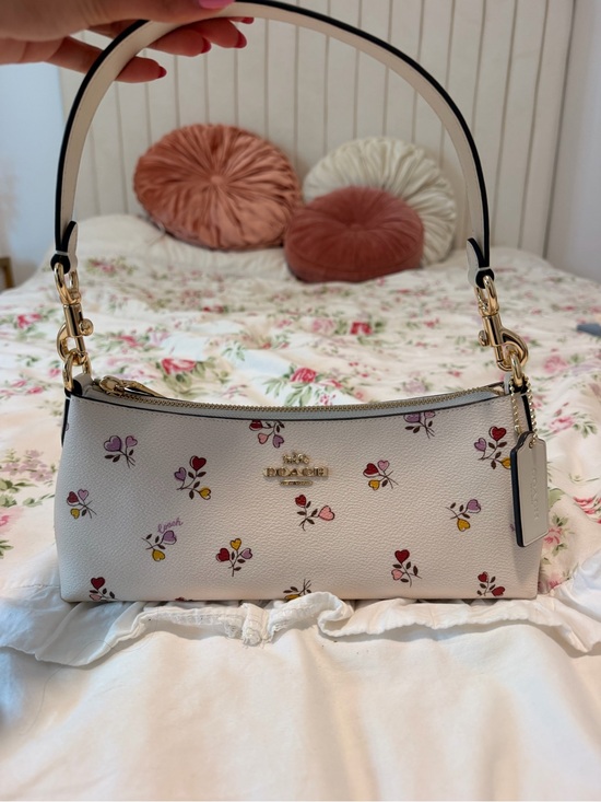 Coach Handbags - Coach Cream Mini Shoulder Bag with Multicolor Floral Accents